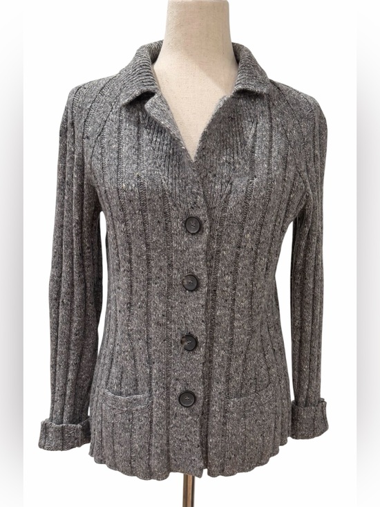 Lamberto Losani Sweaters - Lamberto Losani Italy Wool Cashmere Cable Knit Cardigan Jacket Gray M